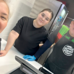 Жанат Каратай и его сын на работе